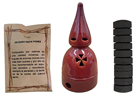 Nazareno Incensario Semana Santa Granate + 50 Gramos Incienso Gran Poder +10 Pastillas carbón - Liturgia, cofradía, Pascua, procesión