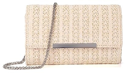AFKOMST Clutch-Geldbörsen für Frauen, kleine Crossbody-Taschen und Sommer-Stroh-Strandhandtaschen mit Crossbody-Kettenriemen