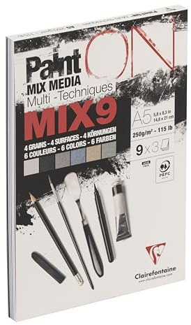 Clairefontaine 960074C - Bloc PaintON 27F 250g ass 9x3F MIX9 A5