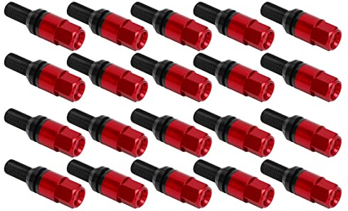 Konische Radbolzen, 20 StüCk, Rostfreier Stahl, Aluminiumlegierung, Schwarz, M14 X 1,25, Radbolzenmuttern FüR Autos (Rot)