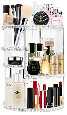talifoca Make Up Kosmetik Organizer, 360° Drehung Kosmetik-Organisator, Kosmetik Aufbewahrungsbox, Make-up-Caddy-Regal für alle Make-up-Accessoires in Kommode, Bad, Schlafzimmer
