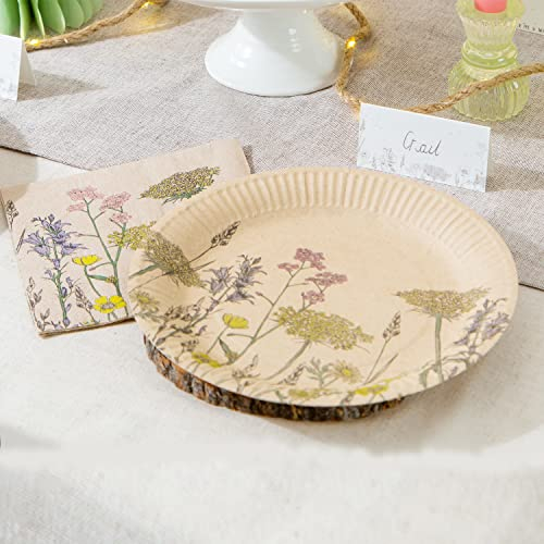 Talking Tables- Lot de 12 Assiettes Florales en Papier recyclé | Vaisselle jetable écologique pour Le Printemps, Pâques, Un Anniversaire, la fête des mères, Blue,green