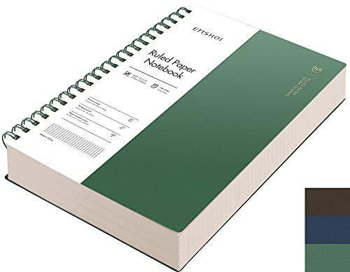 EMSHOI A4 Spiral Notebook College Ruled Lined Journal, 11.2 X 8.27, 300 Pages/150 Sheets, Easy Tear Perforated Pages, 100gsm Thick Paper, Waterproof Softcover, for School Work Writing-Green
