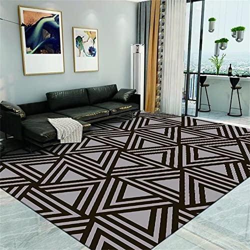 RUGMRZ Teppich Esszimmer Moderne einfache geometrische Anti-Rutsch flurteppich rutschfest schwarz landhausstil deko Teppich großer Teppich Teppich esszimmer küchenläufer rutschfest200x270CM