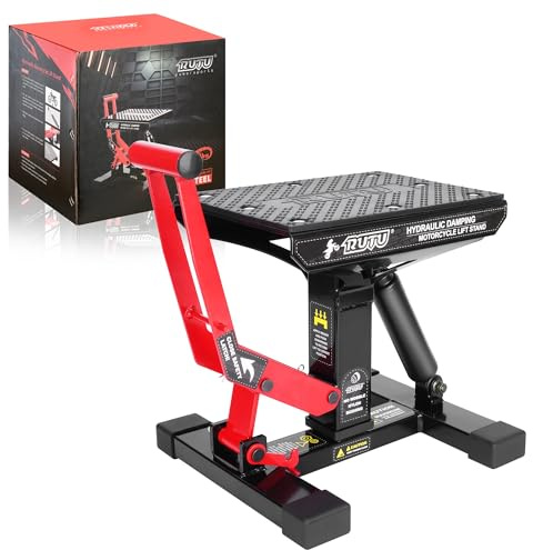 RUTU Dirt Bike Stand,Motorcycle Lift Stand Jack 1000 Lbs Capacity,12-13.8 Inch Heavy Duty Steel Hydraulic Lift for Dirtbike ATV ADV Rally Maintenance