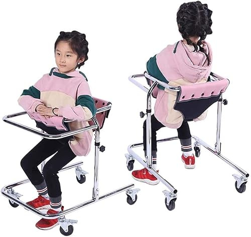 Walking Frame with Seat for Children Cerebral Palsy Hemiplegia Rehabilitation Training Equipment Disabled Walker Wheeled Walker Suitable for 80-120cm Child Training