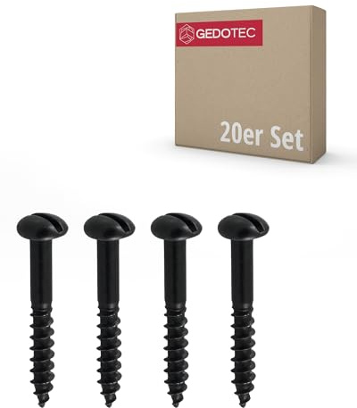 Gedotec Zier-Holzschrauben aus Schmiedeeisen I 20 Stück Teilgewinde-Schrauben verzinkt I Halbrundkopf mit Schlitz 3,5 x 20 mm I Perfekt für Möbelrestauration I Blechschrauben - Spanplattenschrauben