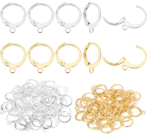 EODKSE Set da 40 Orecchini A Monachella in Acciaio Inossidabile, Lunghi 14,5mm, 2 Colori, Ipoallergenici con Anello per Risultati Eleganti e Raffinati,