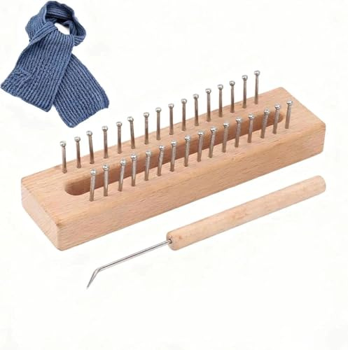 Tissting Strickrahmen aus Holz, quadratisches Strickbrett, DIY-Bastelwerkzeug zum Weben von Schals, Mützen und Spielzeug