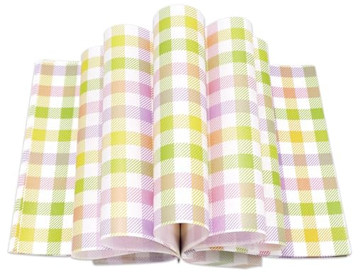 JarThenaAMCS 150Pcs Easter Wax Paper Pastel Buffalo Plaid Deli Paper Colorful Checkered Sandwich Wrap Decoration Tissue Waterproof Oil-Proof Picnic Liners for Spring Summer Party Kitchen Supplies