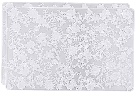 ABOOFAN 2pièces Tapis De Table Transparent PP avec Motif Dentelle Fleurie Sets De Table Antidérapants Et Étanches pour Cuisine Et Salle à Manger Blanc