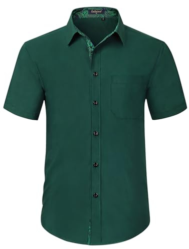 Enlision Chemises pour Hommes Habillées Manches Courtes Chemise Casual Regular Fit Chemises Formal Business Chemise