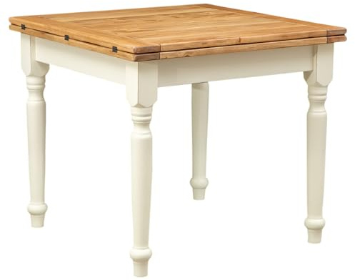 Biscottini Tavolo Country allungabile in legno massello di tiglio - Tavolo allungabiel in legno piano naturale L90,5xPR90,5xH80,5 cm - Made in Italy