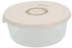 GIO'STYLE Recipiente al vacío para alimentos | Cristal | 1,4L | Redondo | Duración de la comida prolongada | Fecha en la tapa | Línea Perla
