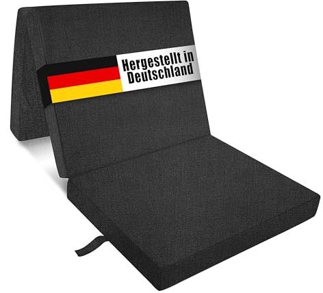 Bout3 Klappmatratze, Gästematratze, 3-Teilige Schaumstoff Faltmatratze, Klappbar Sitzblock, Faltbare Reisebett Matratze, Waschbar Bezug (Anthracite, L195xW80xH10cm)