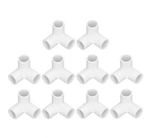 10 STÜCKE 3 Weg Rohr Armaturen PVC Kunststoff Rechtwinklig T Ecke Stecker 20mm Innen Durchmesser PVC-WEISS