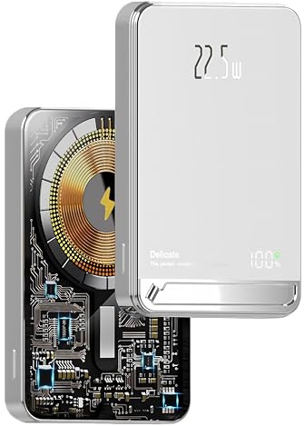 PULSE® New Batterie Externe sans Fil Magnétique 5 000 mAh - Recharge Rapide pour iPhone et Samsung - Compatible MagSafe, Induction - Écran LED - Design Compact et Léger
