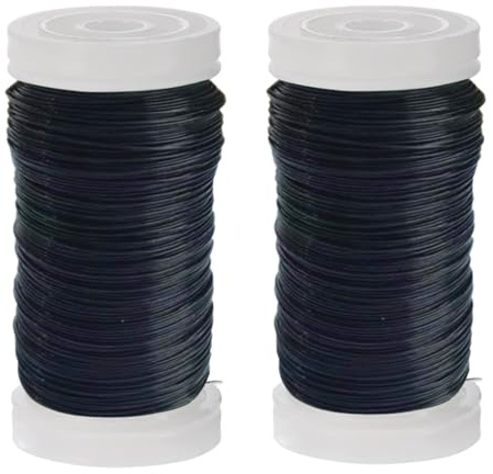 55m, 2Rollen 0.35mm Schwarz Floristikdraht – flexibler Draht Binden von Kunsthandwerk Blumenarrangements, Floristendraht, Steckdraht Floristik Handwerk Künstlichen,Blumendraht, zum basteln