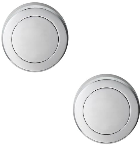 2 Pack - Screwless Round Blank Escutcheon Cover - Satin Chrome 50mm Door Key Plate