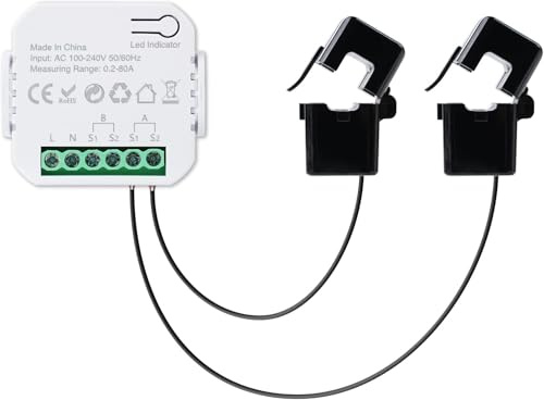 WiFi-Smart-Meter: Ein- und Zweikanal-Smart-Home-Stromüberwachung, mit 2 80-A-CT-Klemmen, Kalibrierungsfunktion, Tuya Smart Life App-Fernbedienung, Echtzeit-Stromüberwachung (2-Wege)