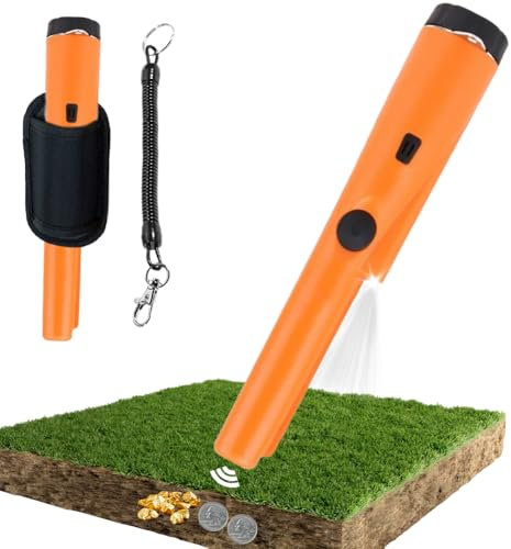 CEWROM Metalldetektor Pinpointer, 360° Scan Tragbar Metalldetektor IP66 Wasserdicht Staubgeschützt, Eingebautem LED Indicator/Alarm Licht/360° Scan für Goldmünze Hunt, Relikte, Schmuck