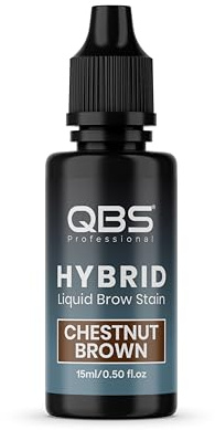 QBS Hybrid Brow Stain – Semi Permanent Eyebrow Tint, Chestnut Brown (15ml) | Long Lasting Eyebrow Dye Lasts Up to 10 Days on Skin & 7 Weeks on Hair, Waterproof, For Professional Use