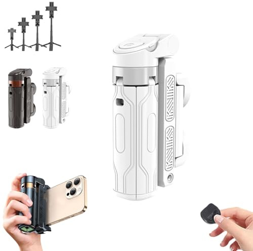 2025 New Pocket Flex Mini Tripod,Pocketflex Mini Tripod for iPhone & Android, Magic Selfie Stick Tripods Pocket Size Portable Phone Tripods (White with dual lights)
