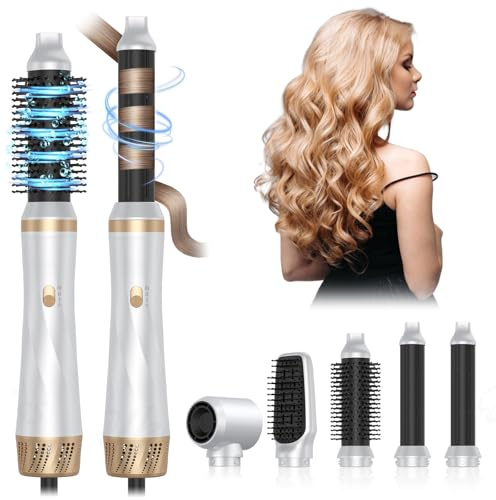 Cepillo secador de pelo Air Styler 5 en 1, moldeador Desmontable multifuncional con Iones Negativos Secador, Rizador y Cepillo Térmico para Cabello Seco, Liso y Rizado