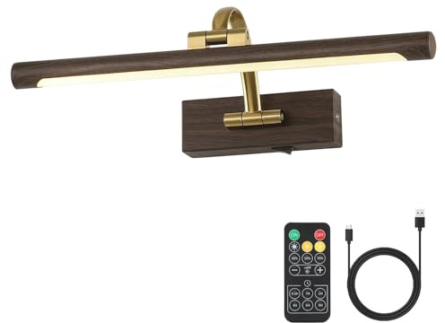DESOOP Wireless Picture Light, Wood Grain Finish Art Light with 3CCT