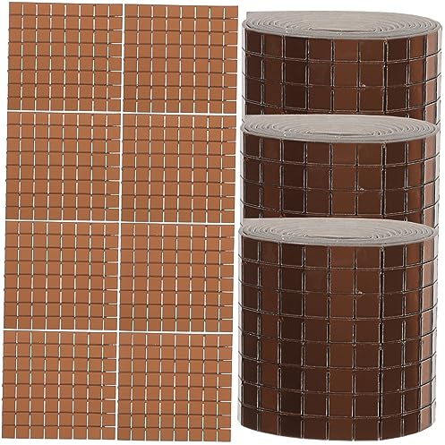 LOORGVEL Selbstklebende Mosaikfliesen Aufkleber 6 Rollen Vintage Glasfliesen 4x100cm Braun Mit Abziehbarem Kleber Selbstgemacht Wanddeko Für Wohnzimmer Küche Bad