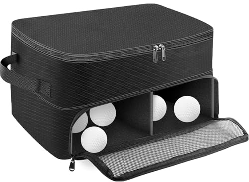 Golf Trunk Organizer Travel Bag Golf Shoe Bag Gifts for Men with Separate Ventilated Compartment for 2Pair Shoes, Waterproof Car Trunk Locker Storage Box for Golf Gear and Accessories, Golf Gifts
