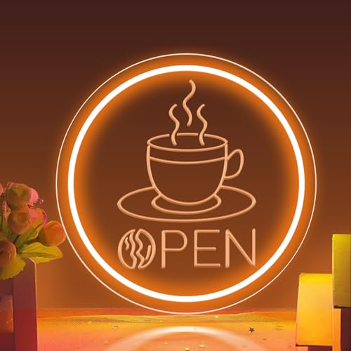 Coffee Open Neonschild, Business Open Lights für Café, Laden, Home Bar, Wanddekoration, neuartiges Leuchtschild, Geschenk für Kaffeeliebhaber, Café-Eckdekor