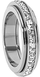 VCCKNB JEWELRY Fidget Rings for Anxiety, Cubic Zirconia Spinner Ring Anti anxiety Rings for Women Girls Stress Worry Ring Meditation Ring Band Ring (A-Silver, N)