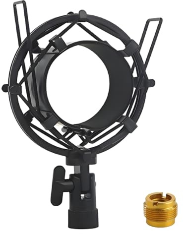 LKRXW 53mm-58mm Soporte de Antivibración para Micrófono Aluminio Montura Antichoque para Micrófonos Metálico Suspensión Antivibratorio Micró Condensador Clip Montaje Adaptador