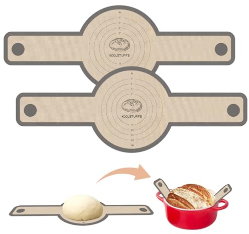 Silicone Bread Sling for Dutch Oven, 2 Pack, Gray | Nonstick, Easy to Clean and Reusable Sourdough Sling for Bread Making Accessories & Sourdough Gifts