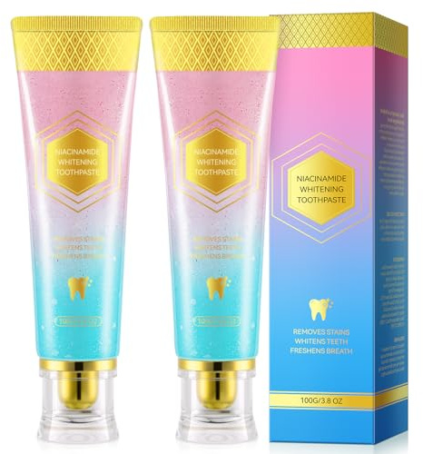 Niacinamide blekande tandpasta, 2-pack niacinamid intensiv tandblekning tandpasta, komplett vård fläckborttagning, reparation och skyddar teet, ljus te