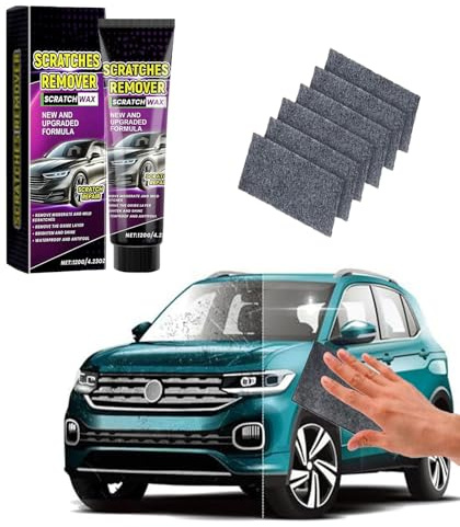 Kit Rimozione Graffi Auto, 2025 Kit Riparazione Carrozzeria con 6x Panni Nano + Pasta Lucidante 60g + Spugna, Eliminazione Graffi Auto per Vernice e Superfici Varie, Lucidatura Manutenzione