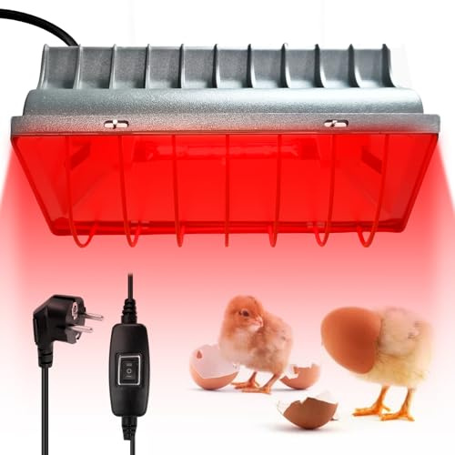 WIYETY Rödljus värmelampa för kycklingar: 175 W dimbar värmelampa kycklingstall, värmelampa kycklingar med sparbrytare, fjäderfä coop uppvärmning, för kycklingar, smågrisar, valpar, ankor