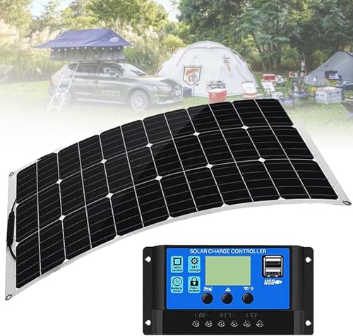 Kit de panneau solaire flexible 500 W – Chargeur semi-flexible monocristallin 18 V pour marine, camping-car, cabine, van et voiture sur des surfaces inégales