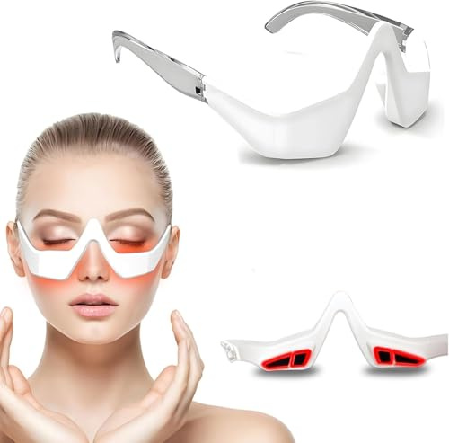 Occhiali per terapia a luce rossa, dispositivo di bellezza a microcorrente, riduce occhiaie gonfiore rughe, cura sotto gli occhi per rilassarsi e rinnovare
