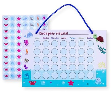 Belohnungsbrett für Kinder, für das Toilettentraining, Magnettafel mit Meeres- und Weltraummotiven, wöchentlicher Wickelkalender, pädagogisches Material für Kinder (Marineblau)