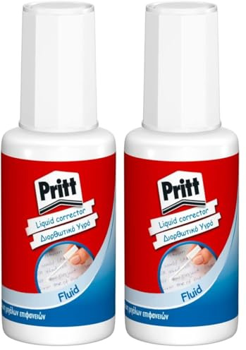 Pritt Correttore Liquido con pennello, Bianchetto con pennello, Applicazione Rapida e Precisa 1x20 ml (Confezione da 2)