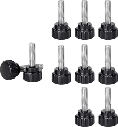 Flomiara 10 Stück Rändelschraube mit Gewinde M5 x 10mm Rundkopfschraube Rundgriffschraube Rundgriffbolzen Klemmknöpfe 14mm Handknöpfe Daumenschrauben Spannschraube für Industrie Maschine