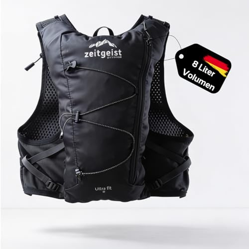 zeitgeist OUTDOOR Laufweste Damen und Herren 4L optimale Passform atmungsaktiv ultraleichter Laufrucksack 210g Trinkruckack Laufen Fahrradrucksack Trailrunning Rucksack