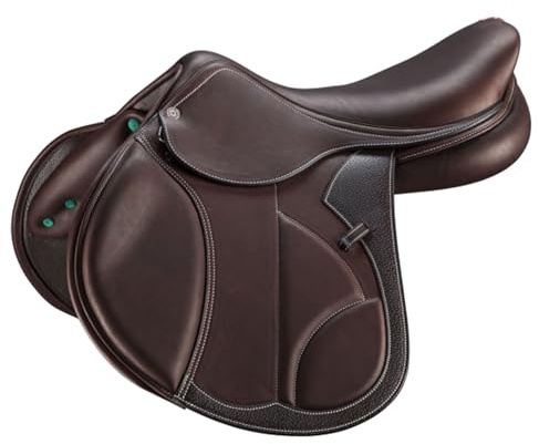 EQUIGEAR Professionell gefertigter Premium-Leder-Springsattel für Pferde – Komfortabler Allzweck-Reitsattel für Training und Freizeit (17 inches)
