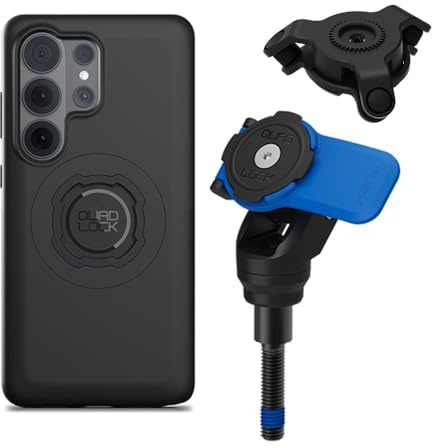 Quad Lock Handlebar Clamp Motorcycle Phone Mount with Vibration Dampener and MAG Phone Case for Galaxy S26 Ultra