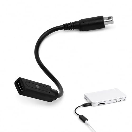 LKTFATD Cable de carga USB-C a 3DS, cable de alimentación PD de PVC para consolas 3DS/NDSI, cable de carga de repuesto negro de 18 cm