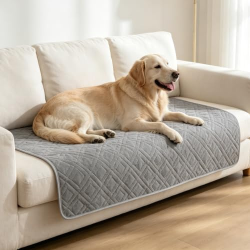 Mkhiuno Manta para Perros, Protector Sofa Impermeable | Lavable a Máquina Mantas para Perros Grandes y Medianos, Ideal para Coche Cama Sofá, 132x208 cm, Gris