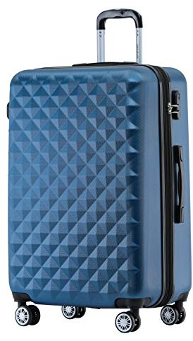 BEIBYE Zwillingsrollen 2066 Hartschale Trolley Koffer Reisekoffer Gepäck M-L-XL-Set (Blau, XL)