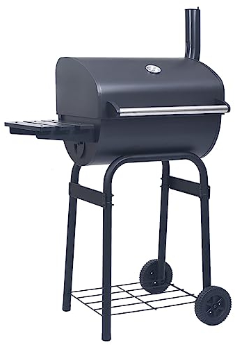 vidaXL Kolgrill/rökargrill med nedre hylla svart